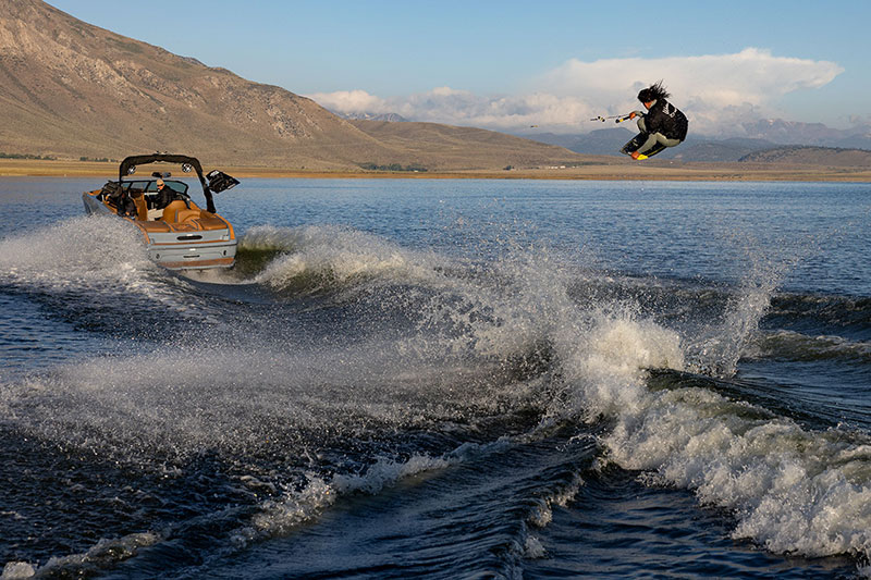 Pro Wakeboarder Josh Twelker airing out behind the F22 Alpha